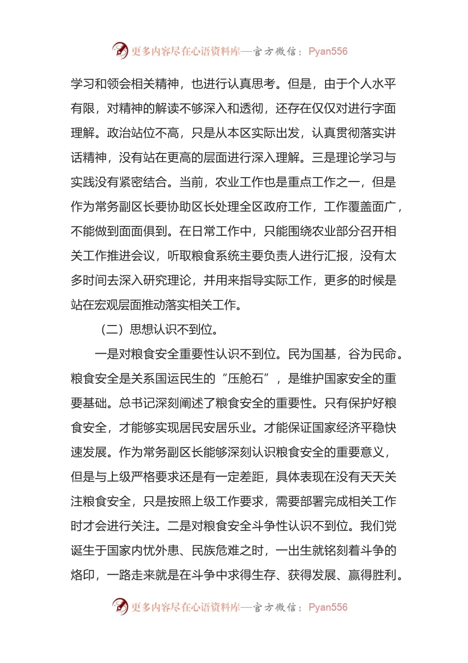 涉粮问题专项巡察反馈意见民主生活会个人对照检查材料.docx_第2页