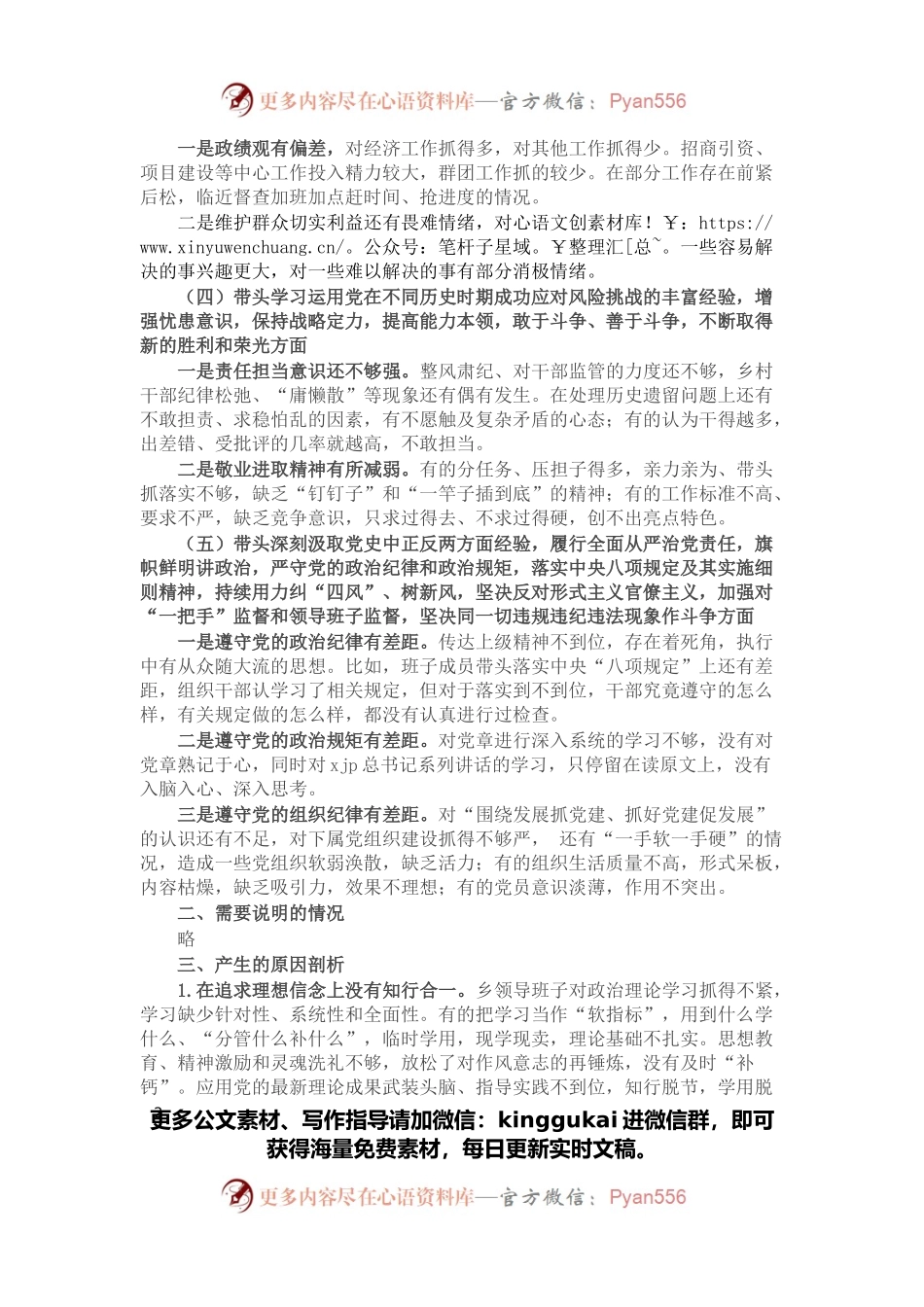 某乡镇领导班子党史学习教育五个带头对照检查材料.docx_第2页
