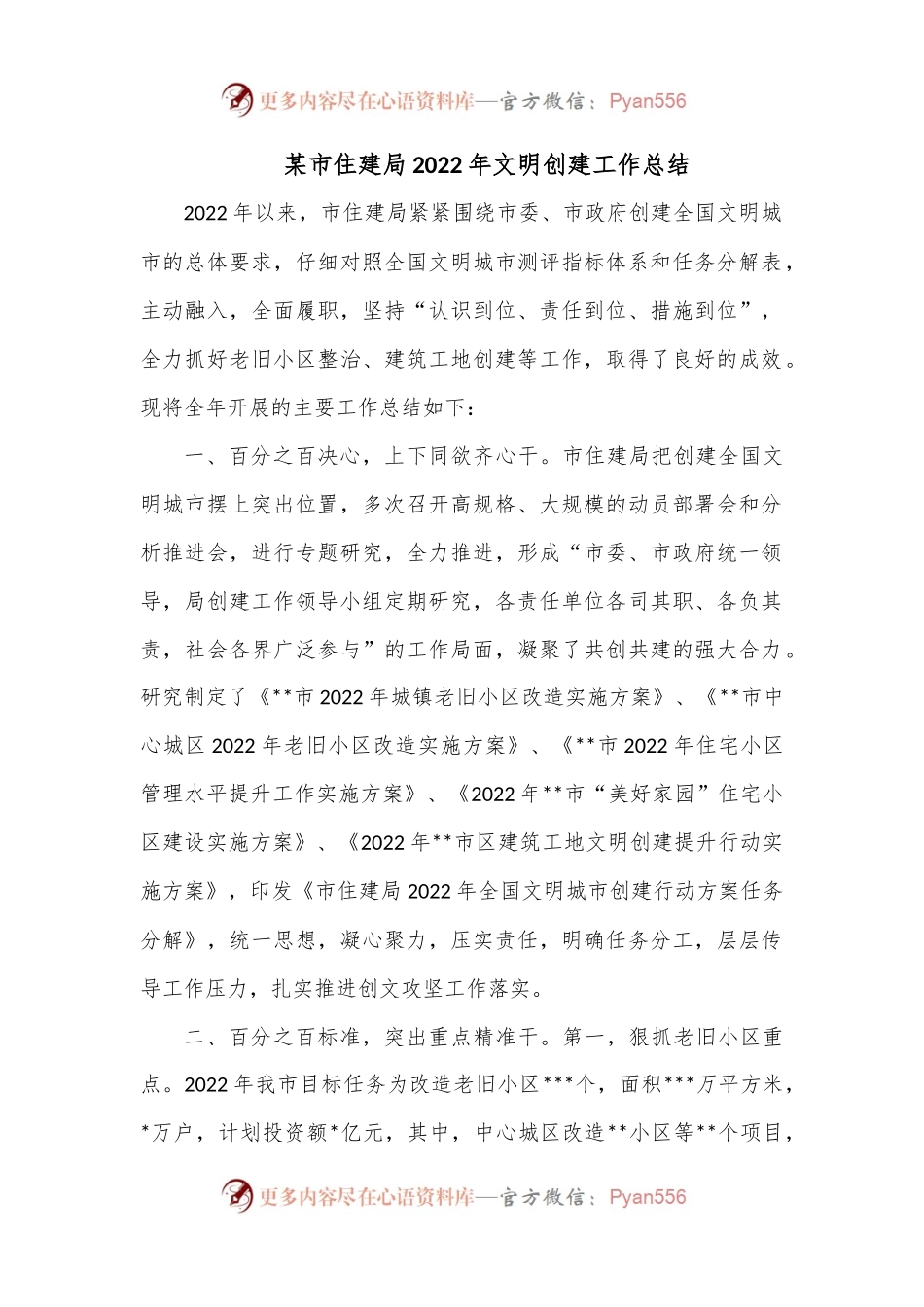 某市住建局2022年文明创建工作总结.docx_第1页