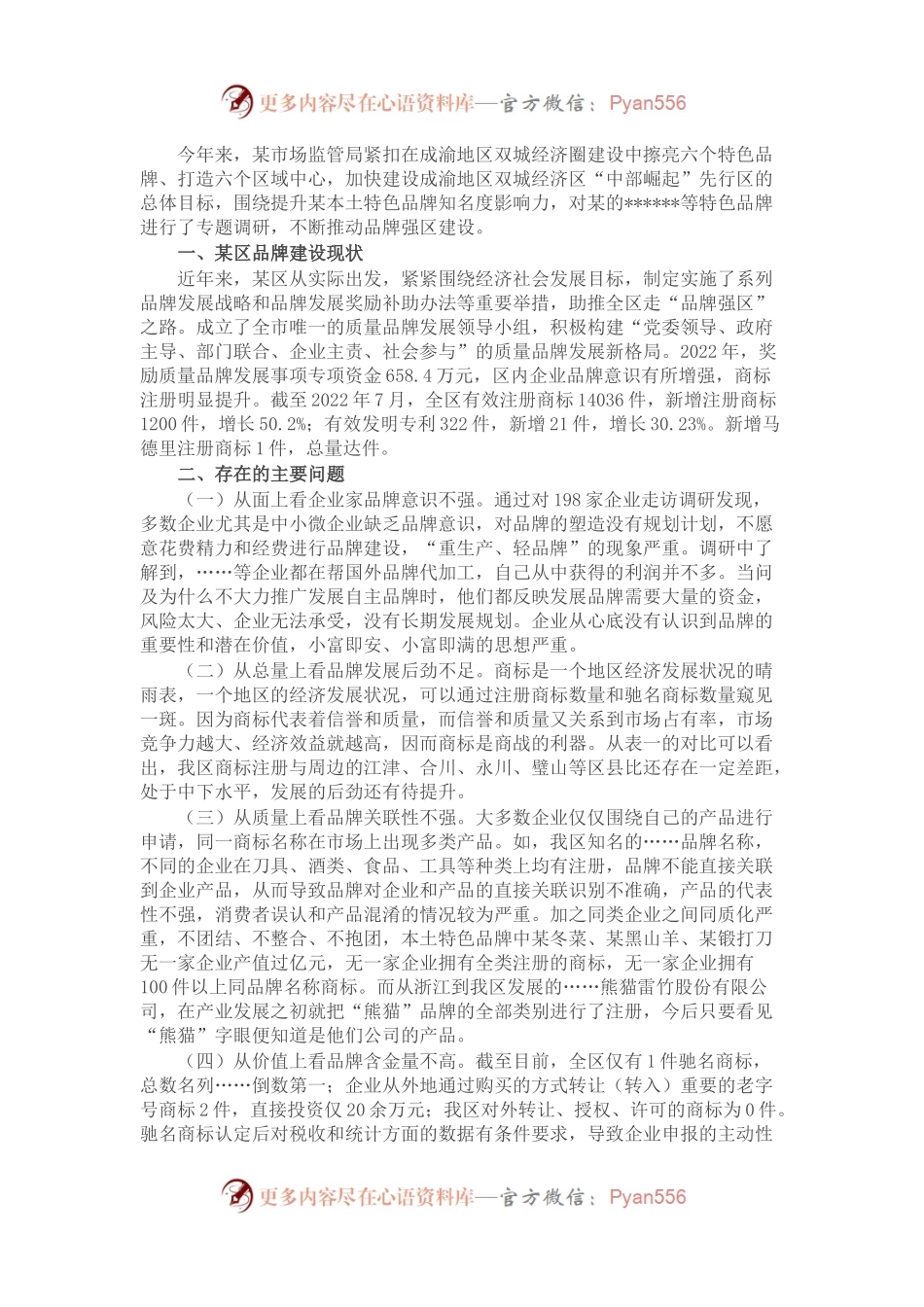 某区质量品牌发展存在的问题及建议.docx_第1页