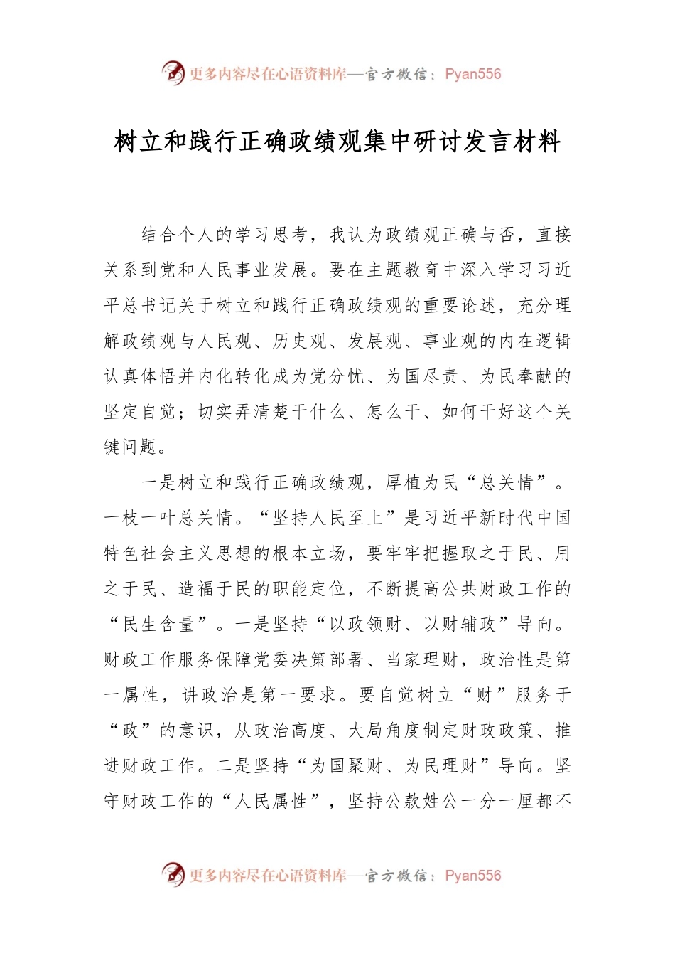 树立和践行正确政绩观集中研讨发言材料.docx_第1页