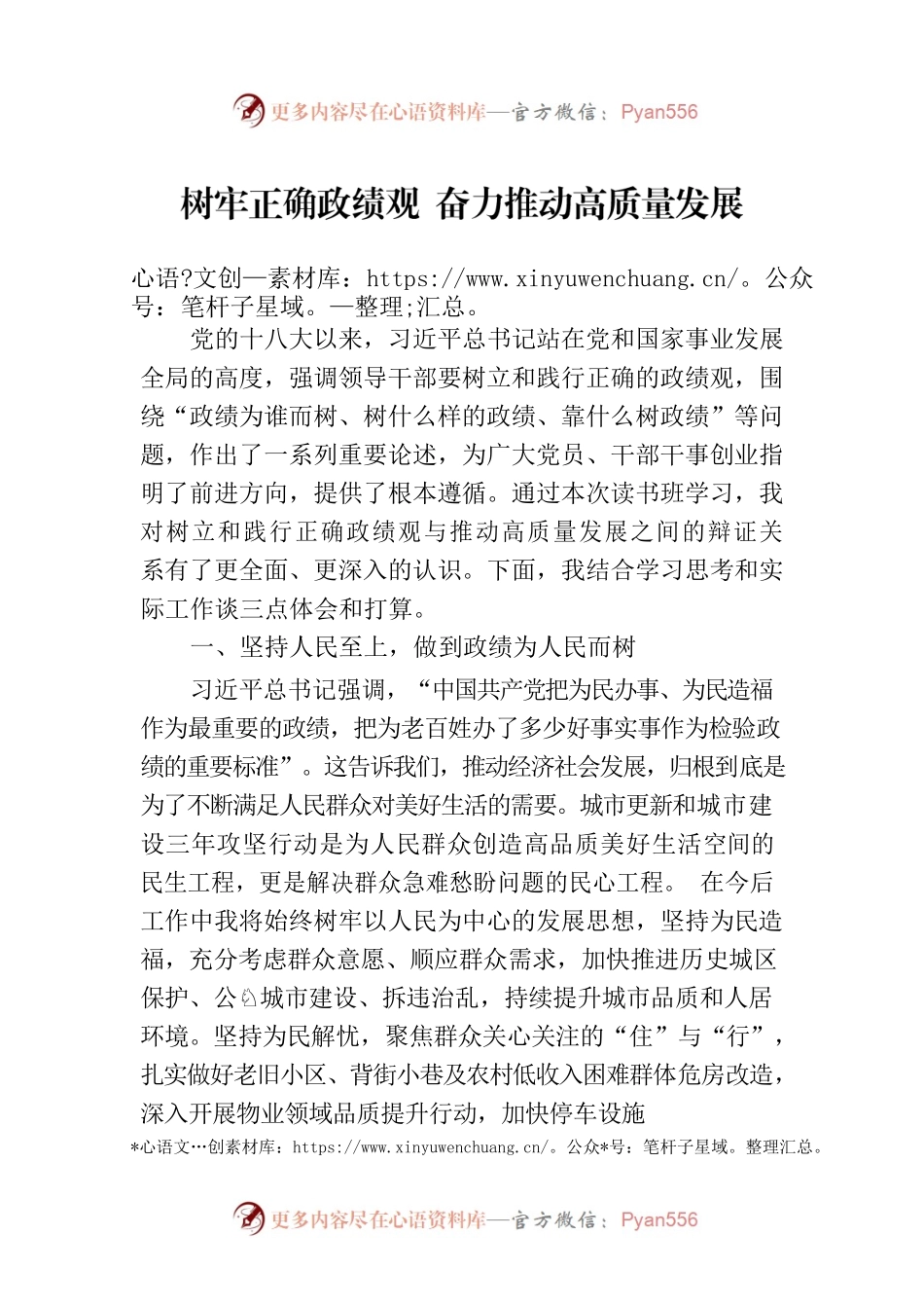树牢正确政绩观  奋力推动高质量发展.docx_第1页