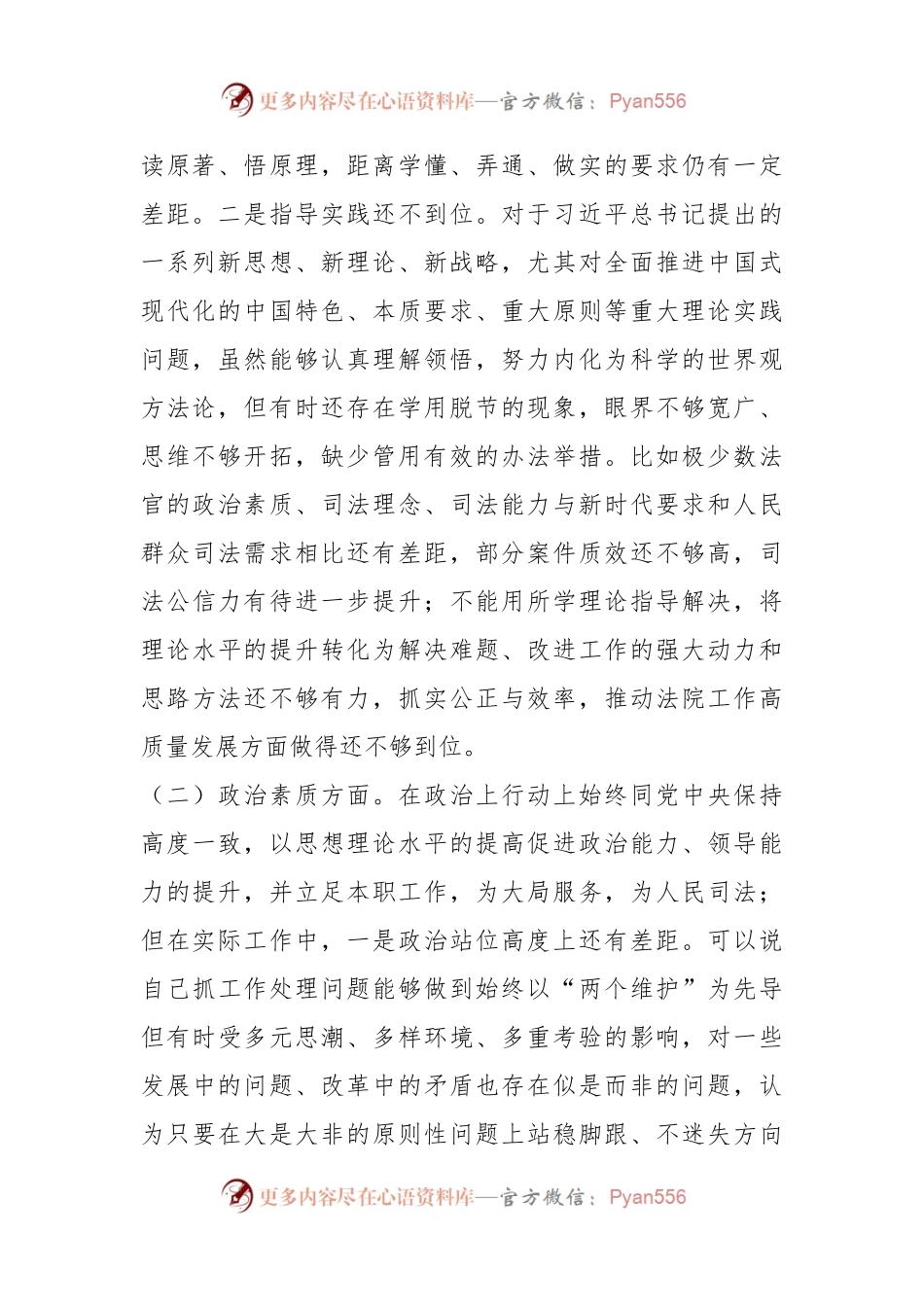 某县法院院长2023年度主题教育专题民主生活会对照检查材料.docx_第2页