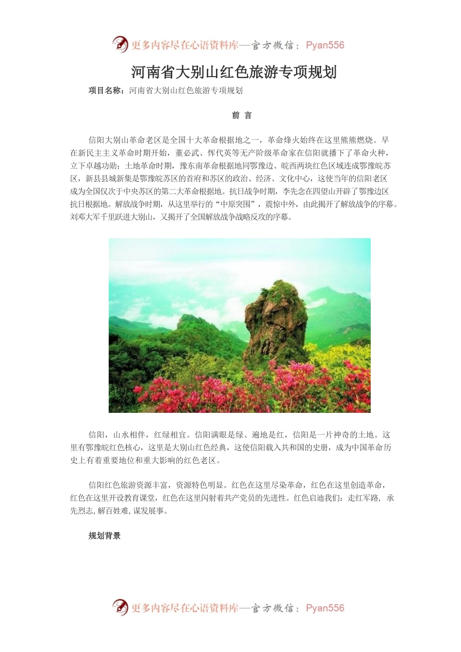 河南省大别山红色旅游专项规划.docx_第1页
