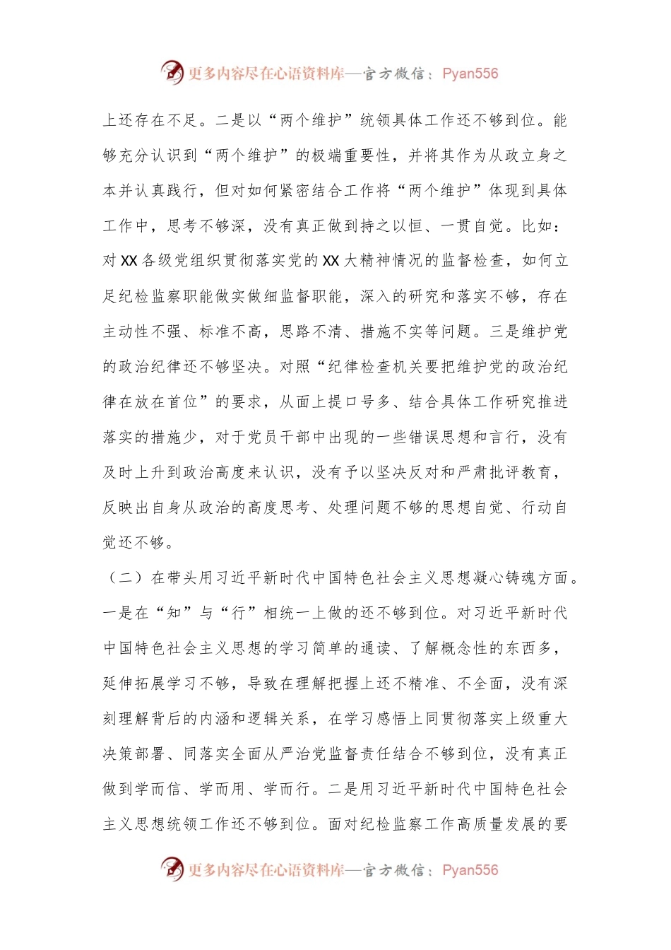 某区纪检监察工委书记2022年度“六个带头”民主生活会发言提纲.docx_第2页