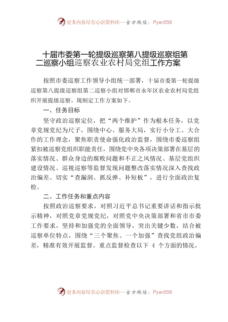 永年.农业农村局巡察实施方案 - 副本.docx_第1页