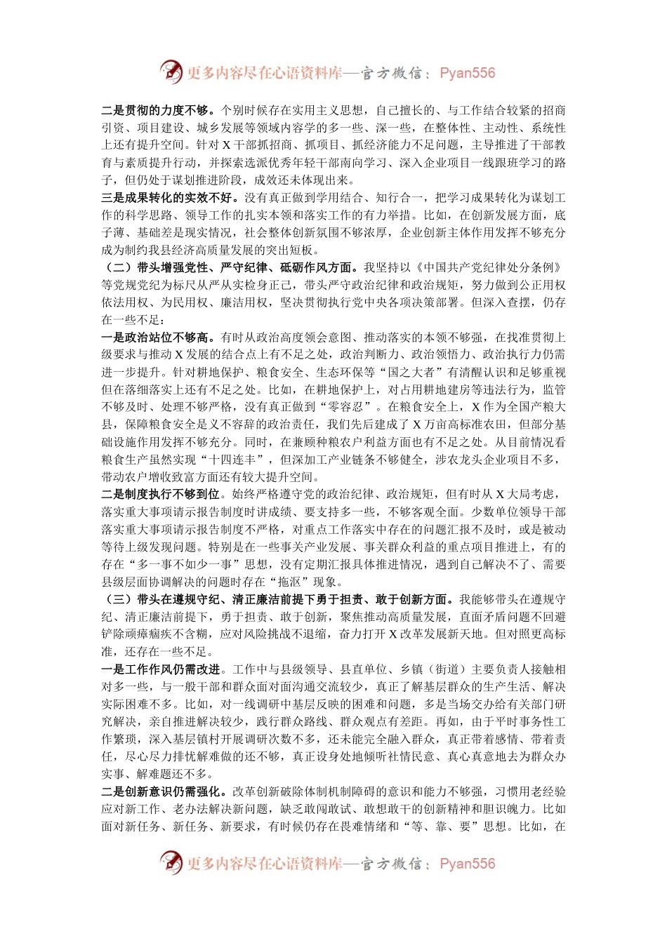 某县委副书记、县长2024年度民主生活会“四个带头”个人对照检查发言材料.docx_第2页