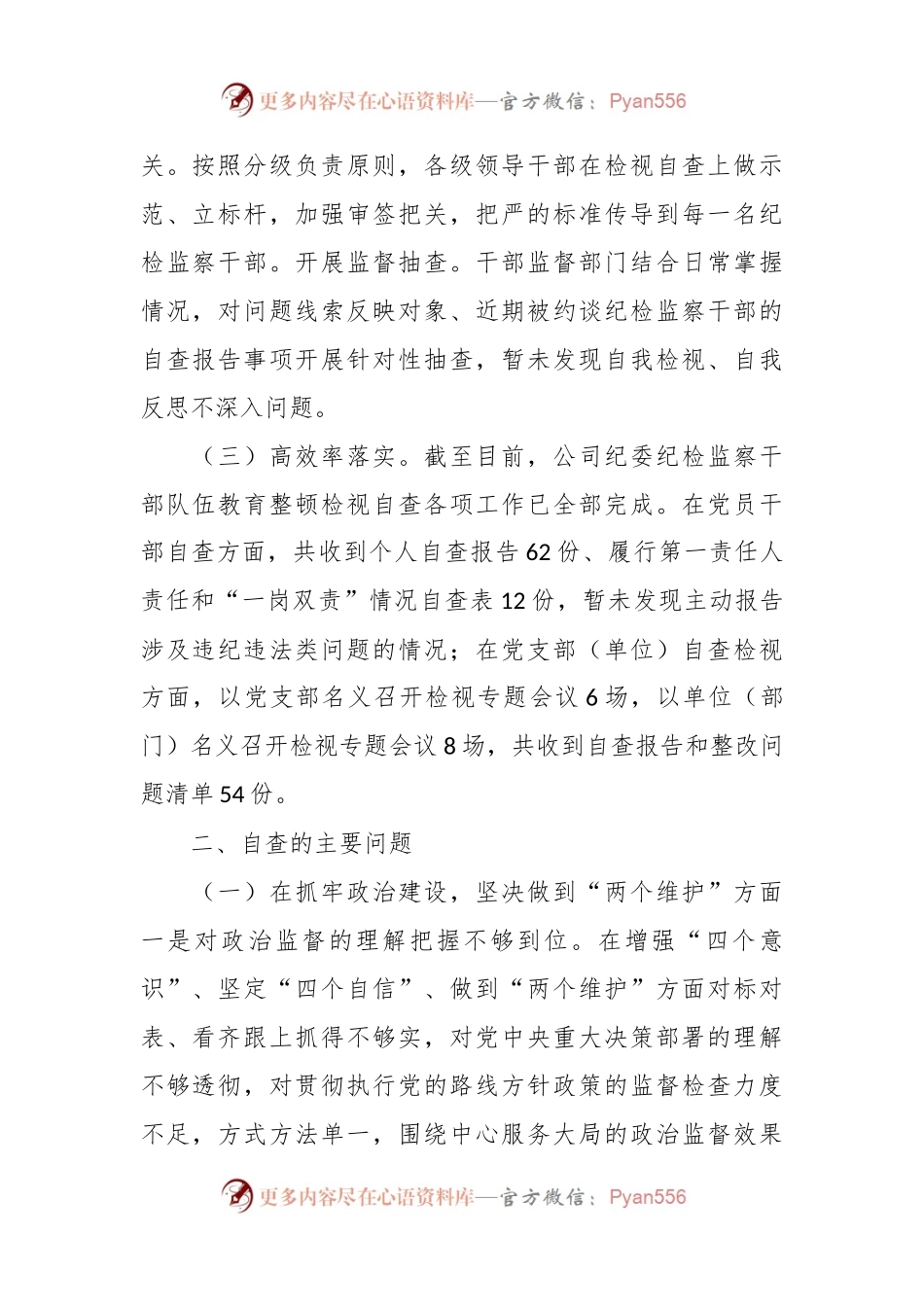 某公司纪委关于纪检监察干部队伍教育整顿自查报告.docx_第2页