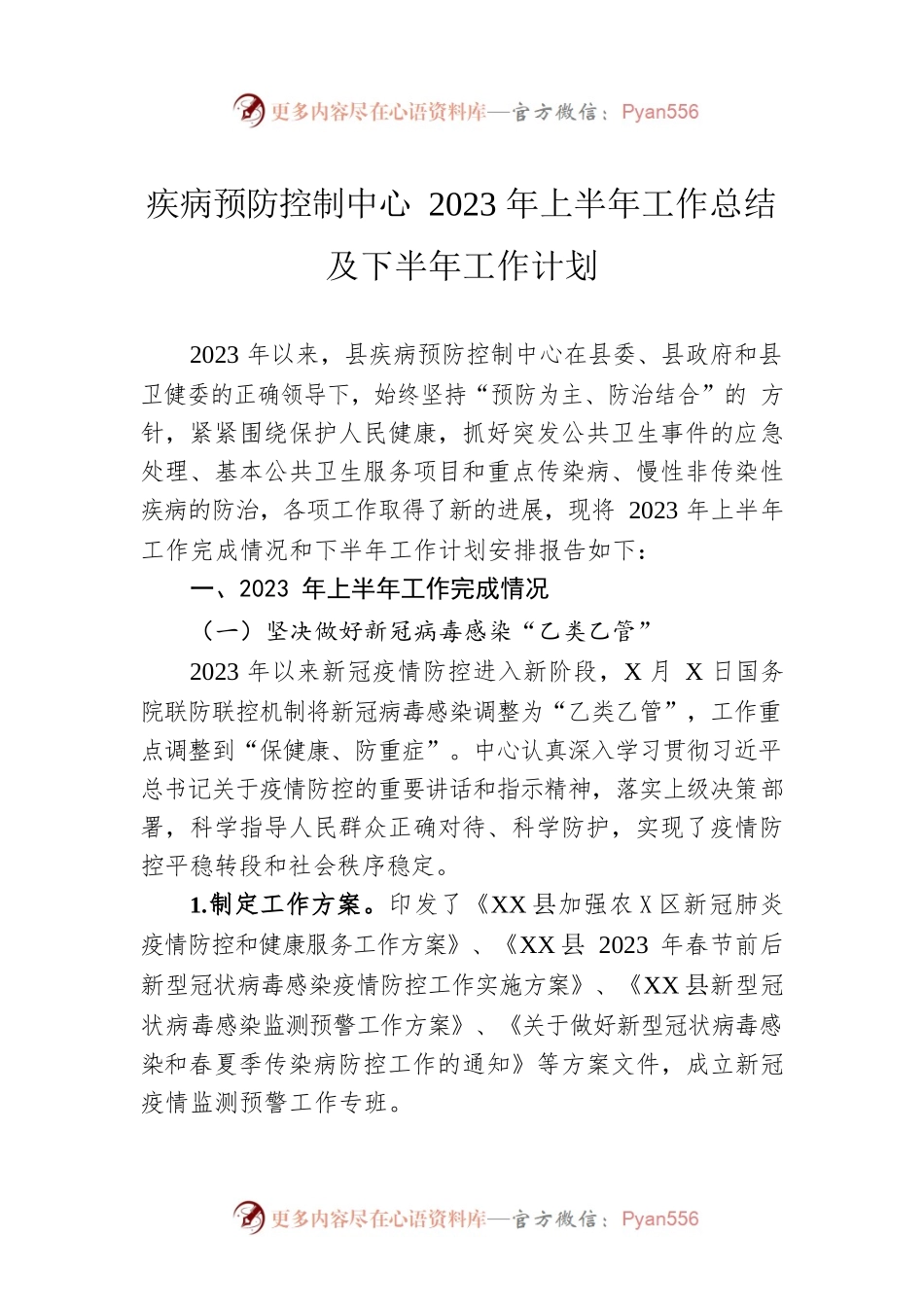 疾病预防控制中心2023年上半年工作总结及下半年工作计划.docx_第1页