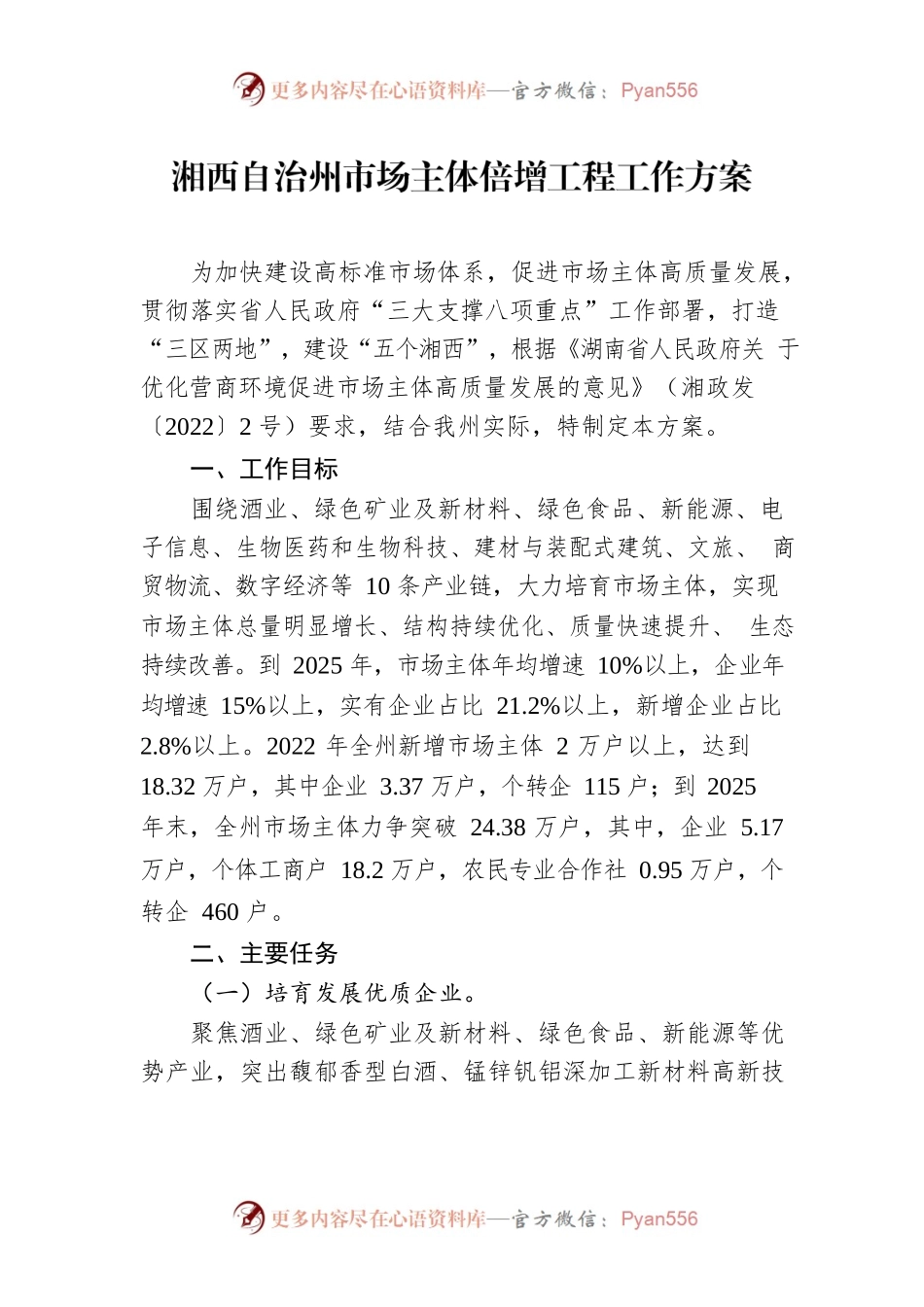湘西自治州市场主体倍增工程工作方案.docx_第1页