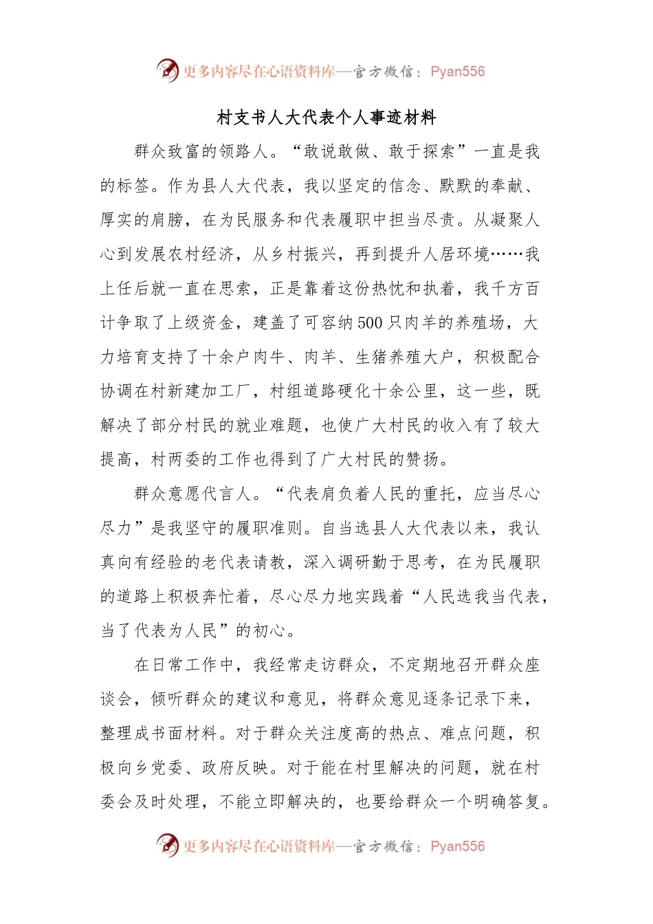 村支书人大代表个人事迹材料.docx_第1页