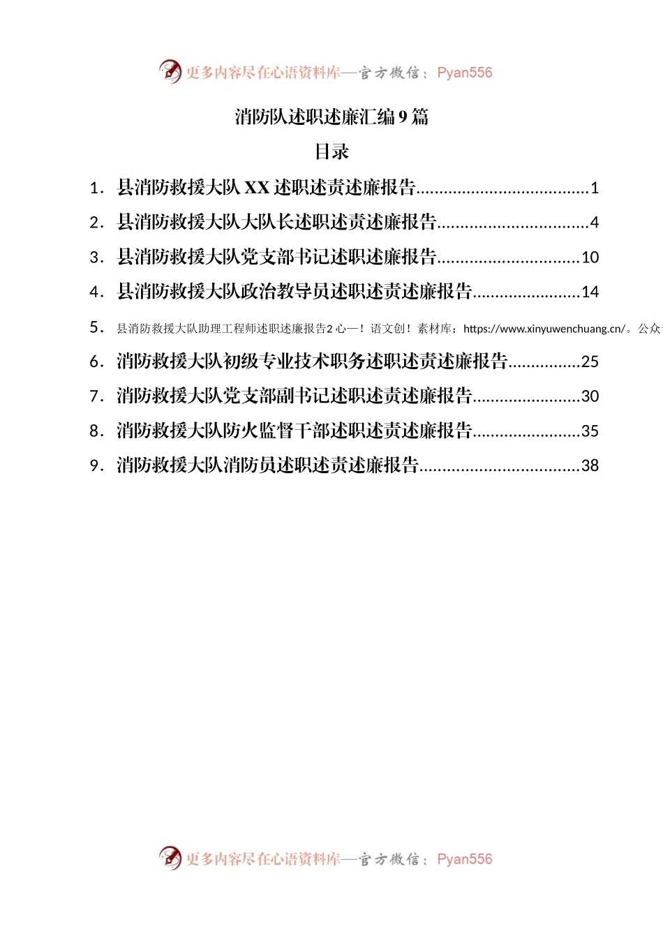 消防班子、队长等职述廉汇编9篇.docx_第1页