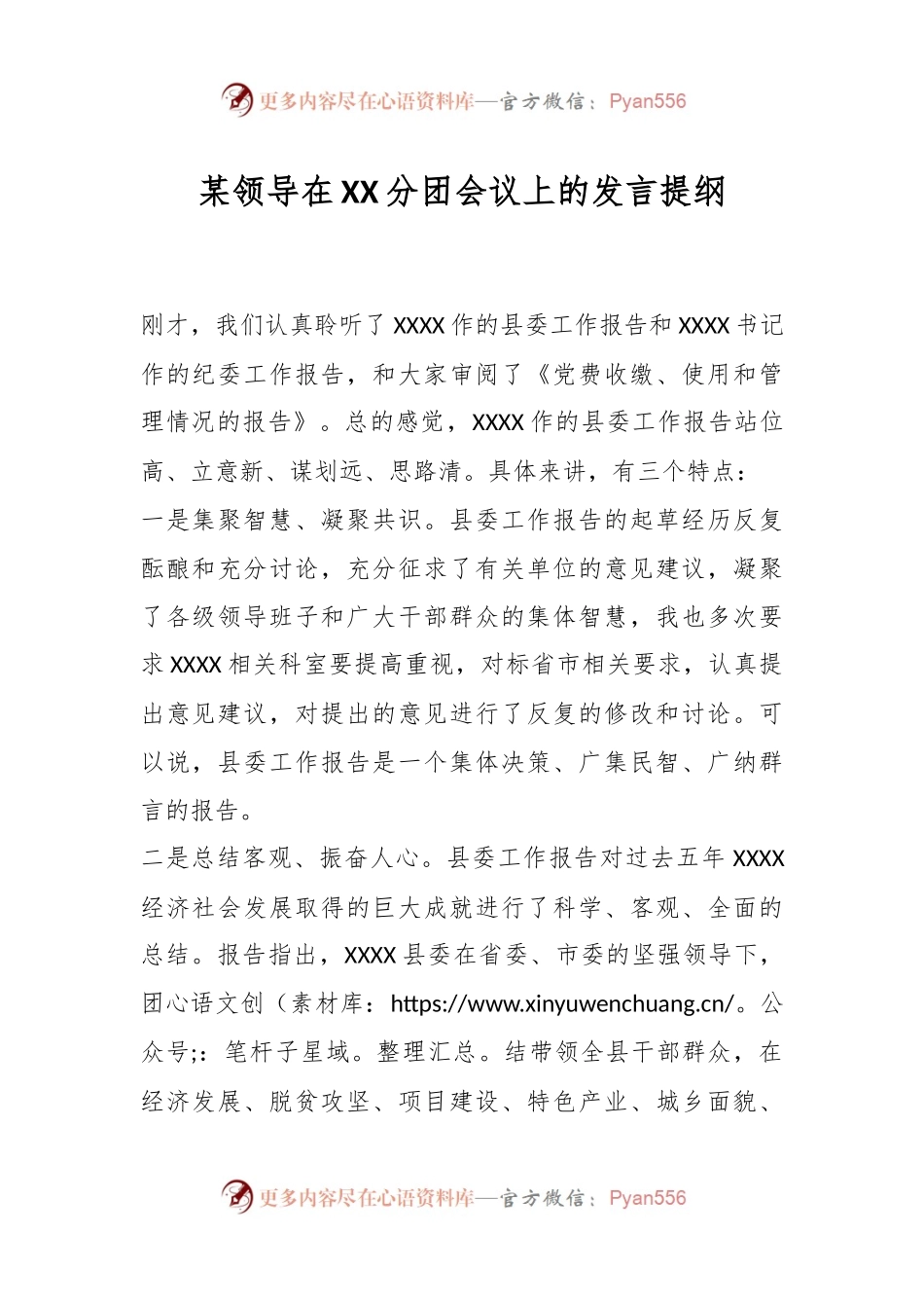 某领导在XX分团会议上的发言提纲.docx_第1页