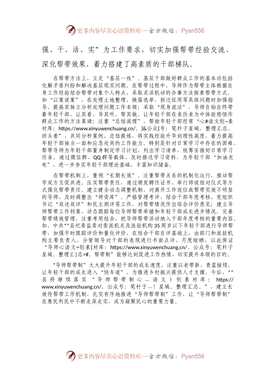 某县关于加强年轻干部“传帮带”工作的情况汇报.docx_第2页