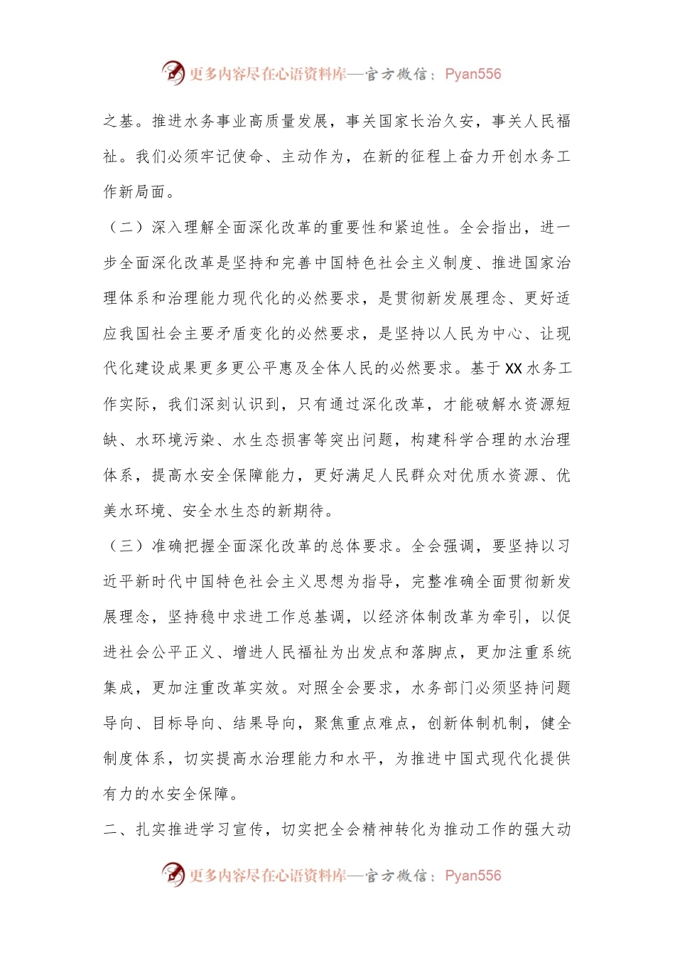 水务局长发言材料：深入学习贯彻二十届三中全会精神全面推动水务事业高质量发展.docx_第2页