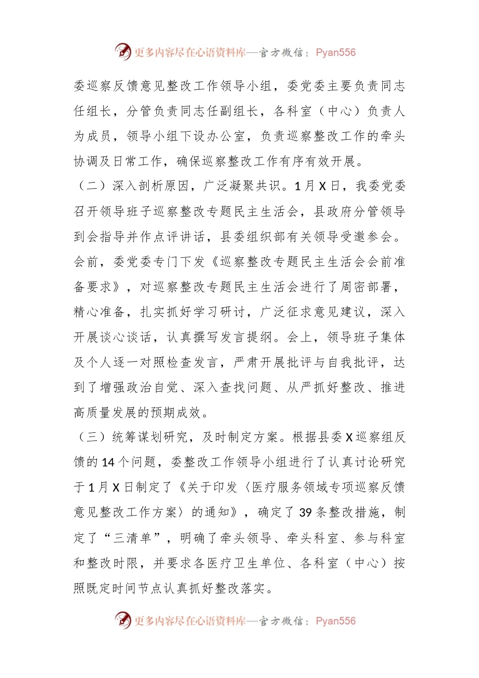 某县卫生健康委员会关于医疗服务领域专项巡察整改情况的报告.docx_第2页