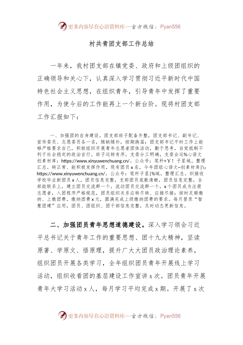 村共青团支部工作总结.docx_第1页