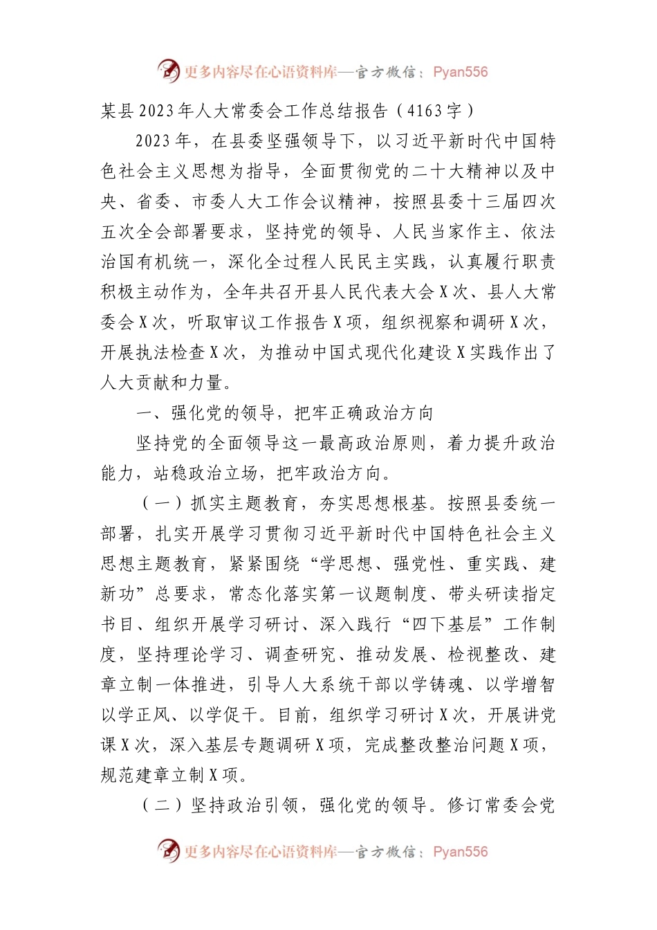 某县2023年人大常委会工作总结报告.docx_第1页