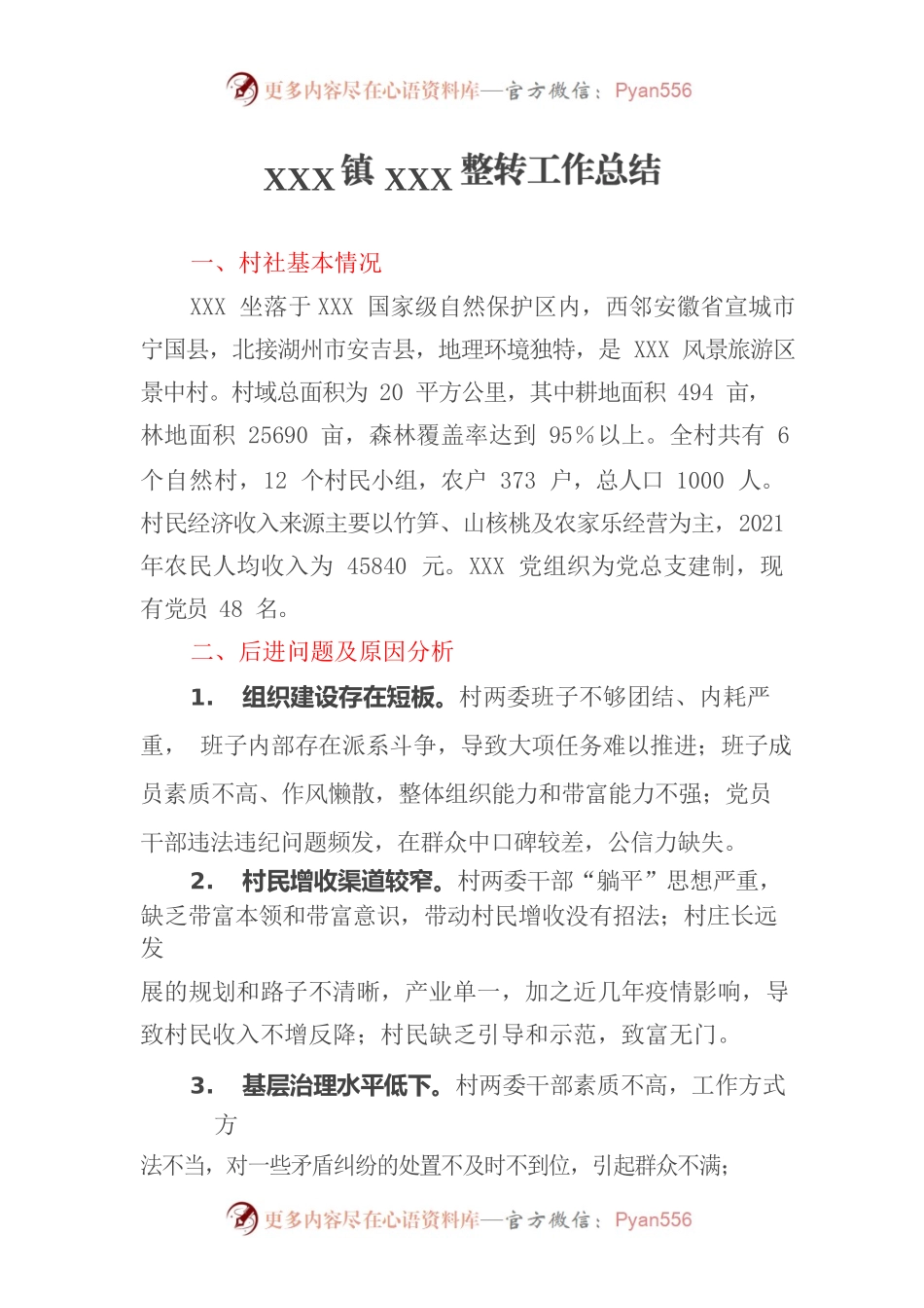 村后进党组织整转总结.docx_第1页
