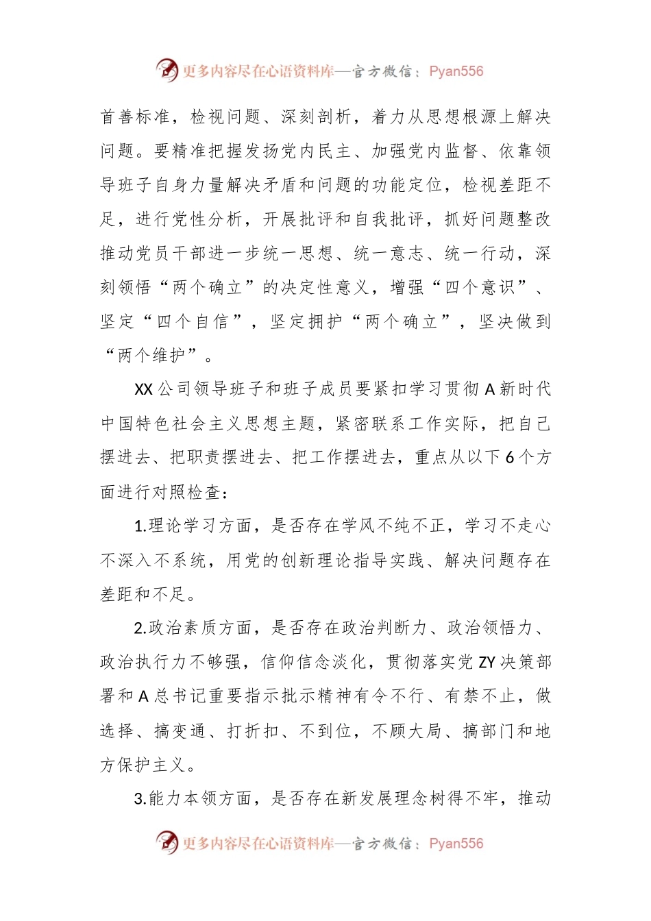 某国企公司领导班子在学习贯彻X新时代中国特色社会主义思想主题教育专题民主生活会方案.docx_第2页