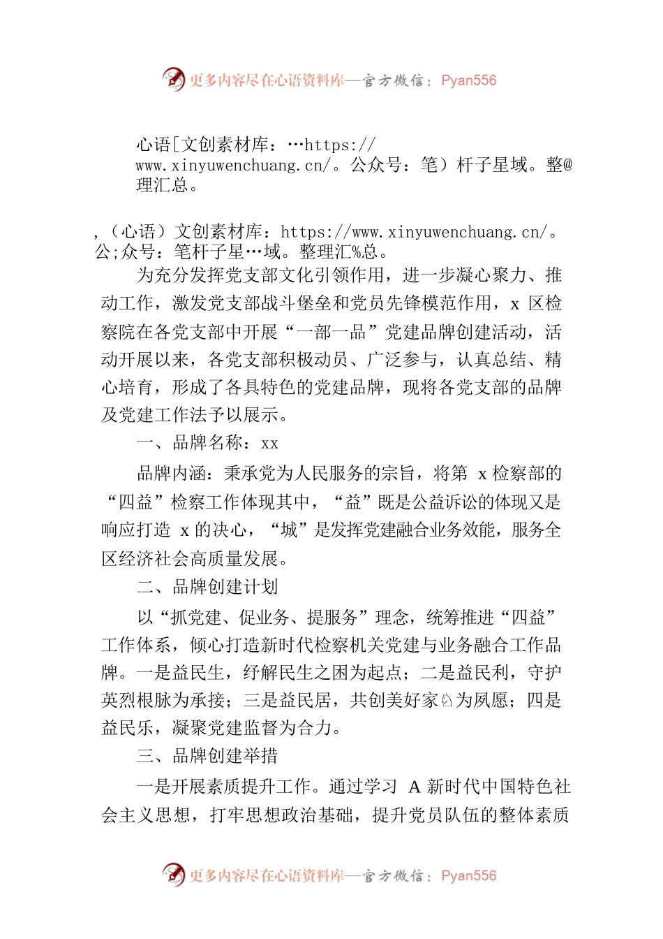 检察院党支部党建品牌工作经验材料.docx_第1页