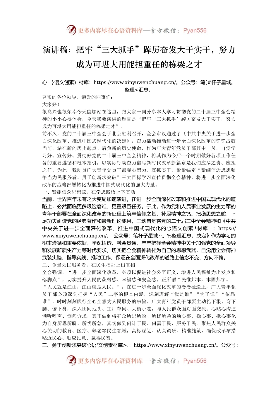演讲稿：把牢“三大抓手”踔厉奋发大干实干，努力成为可堪大用能担重任的栋梁之才.docx_第1页