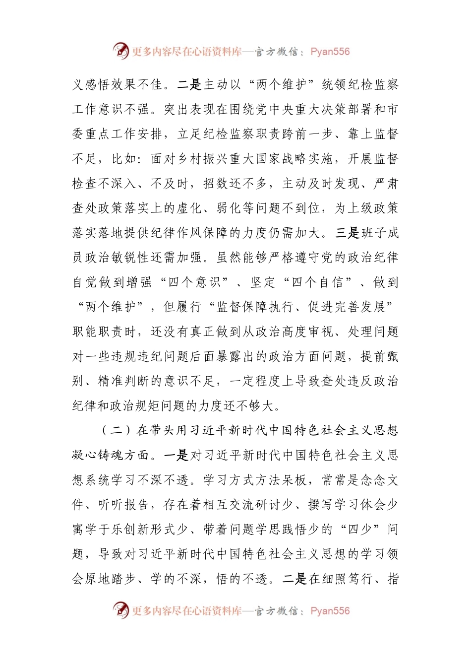 班子市纪检监察系统领导班子2022年度专题民主生活会对照检查材料.docx_第2页