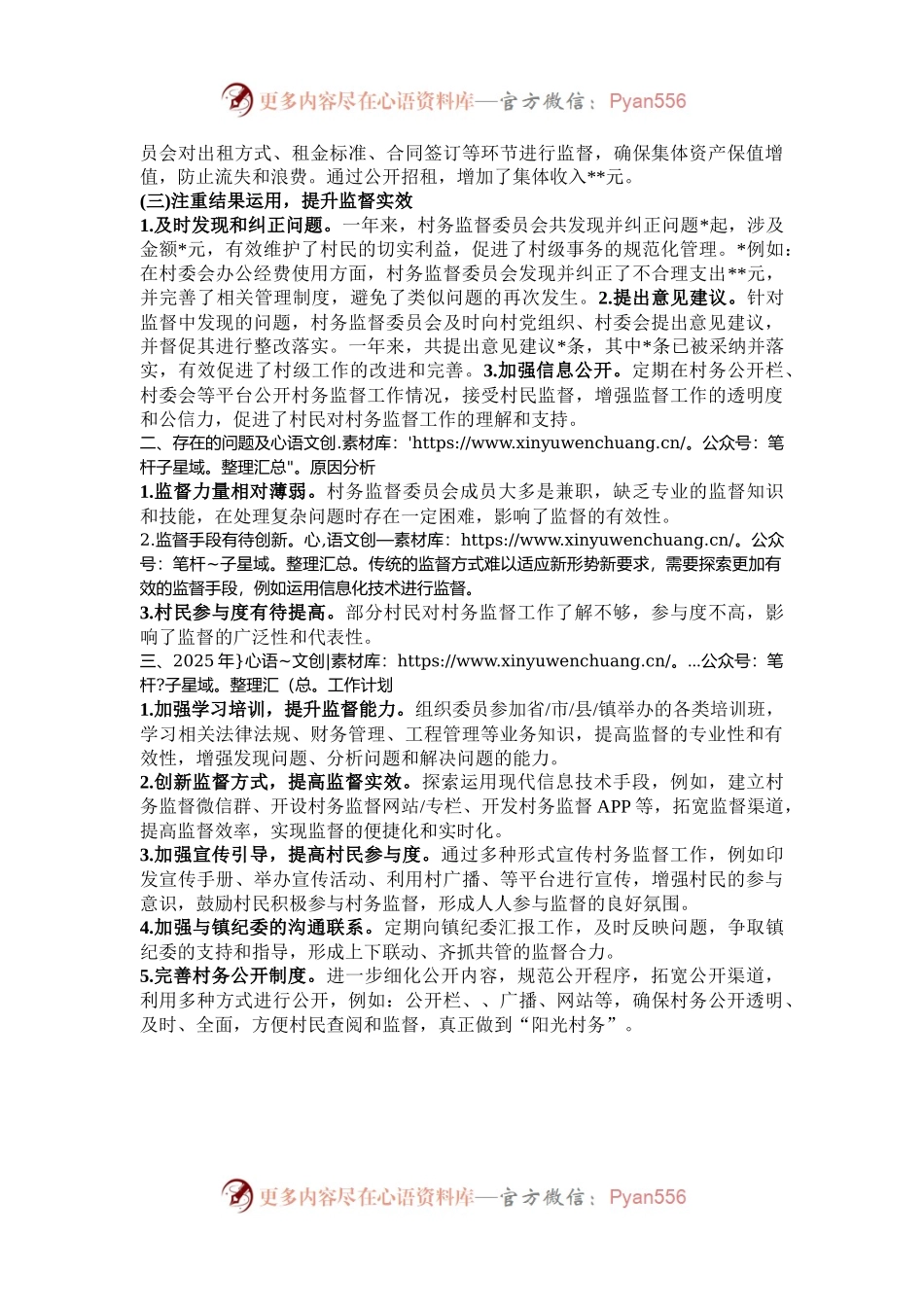 村务监督委员会2024年度工作总结及2025年度工作计划.docx_第2页