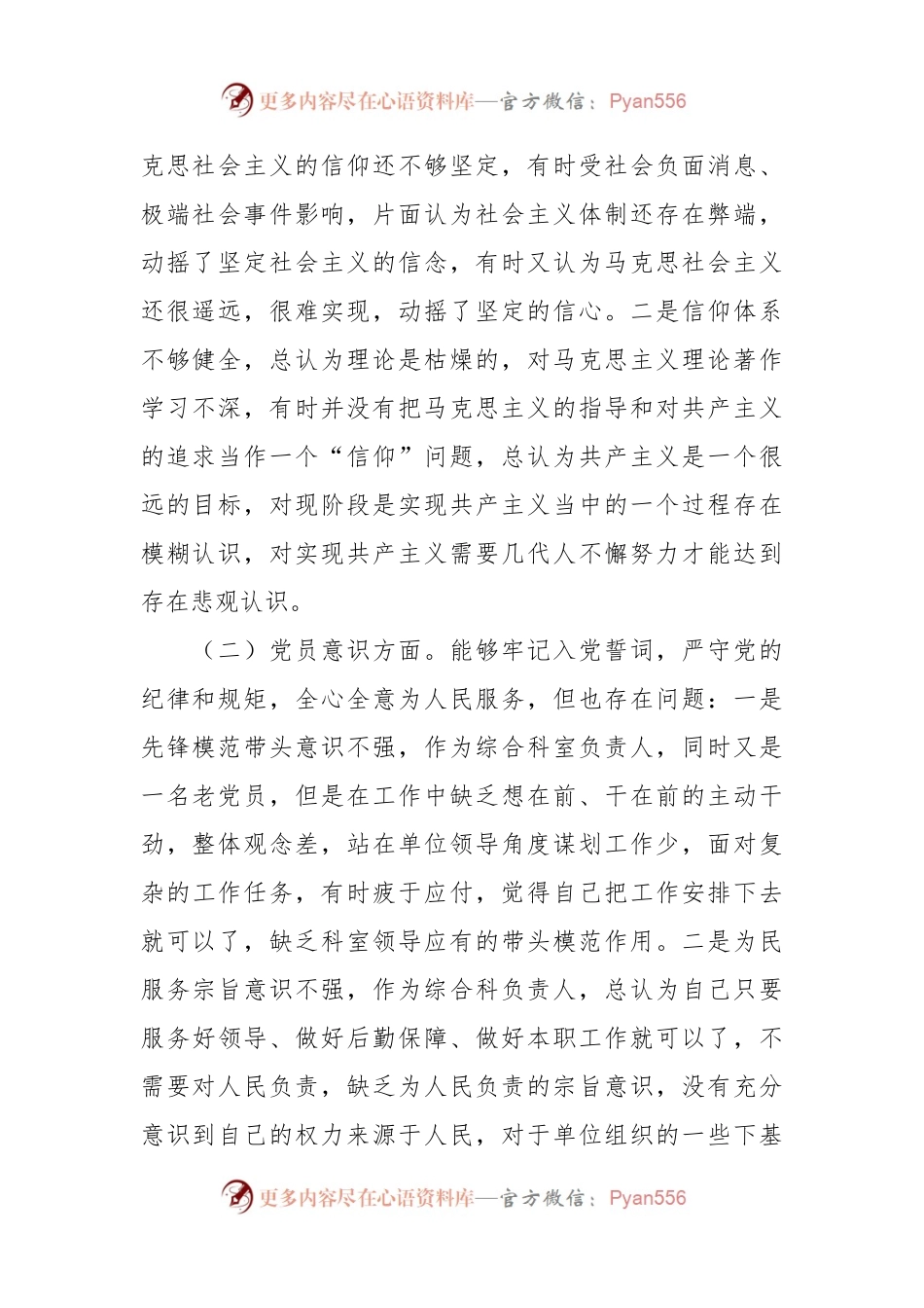 普通党员干部（科室负责人）年度组织生活会个人对照检查.docx_第2页