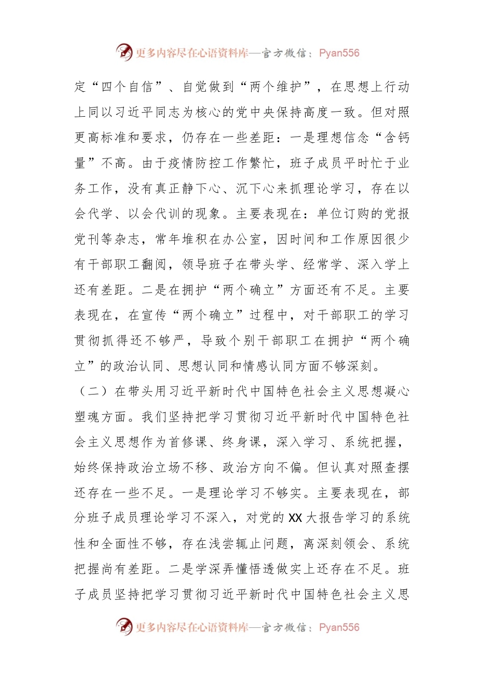 某医院上年度民主生活会领导班子对照检查材料.docx_第2页