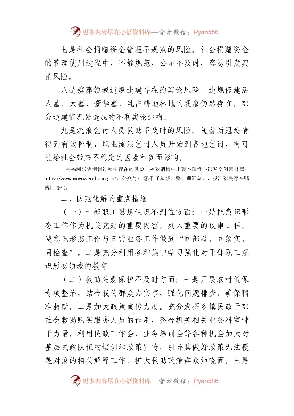 民政领域意识形态领域风险隐患研判发言材料.docx_第2页