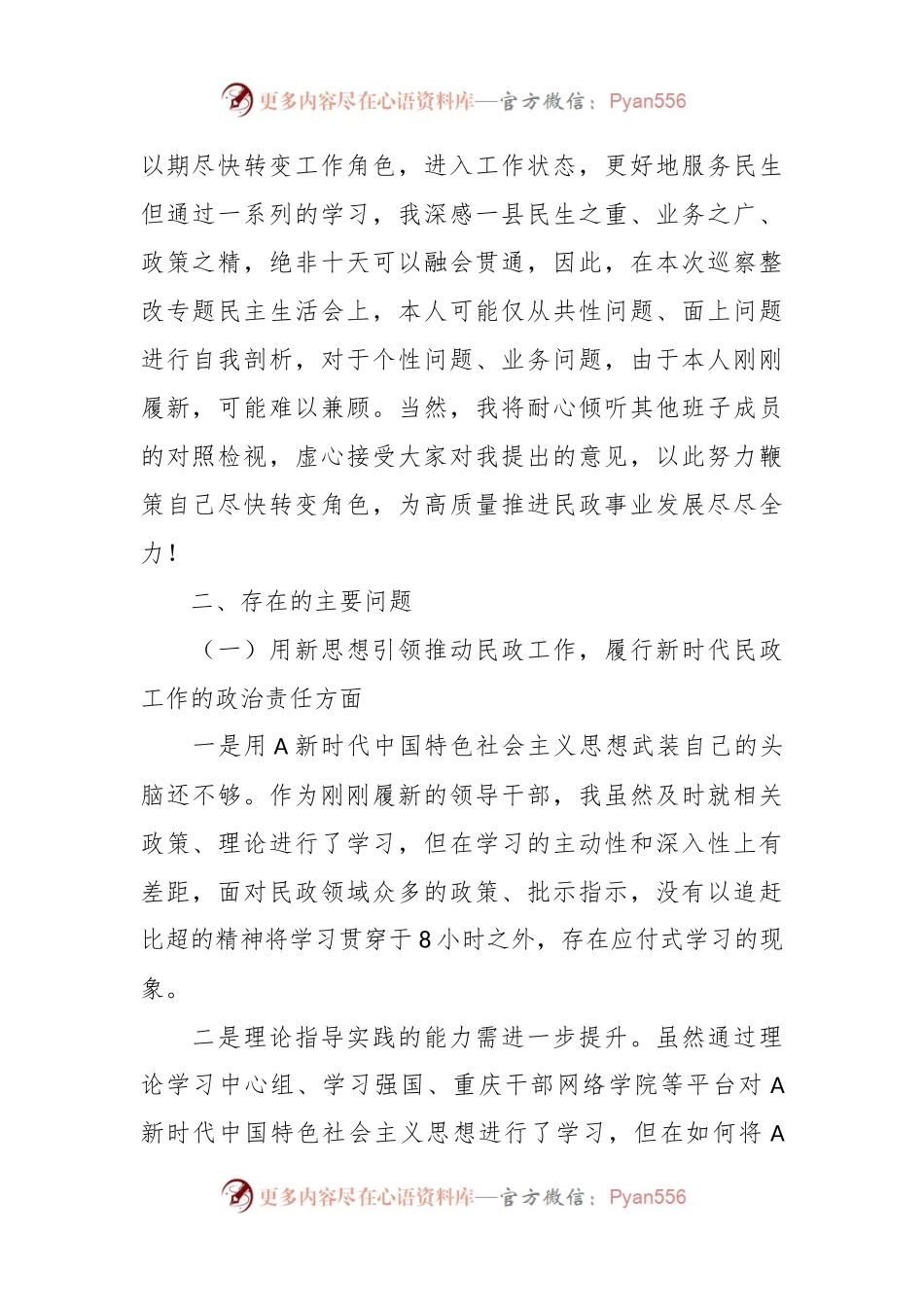 某局新任副局长巡察反馈意见整改专题民主生活会个人对照检查材料.docx_第2页