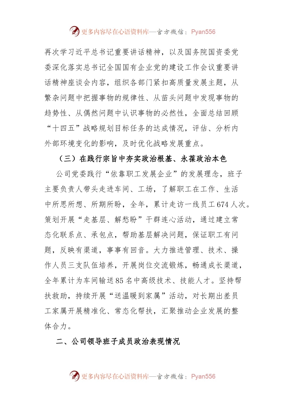 某公司党委及班子成员2023年政治“画像”报告.docx_第2页