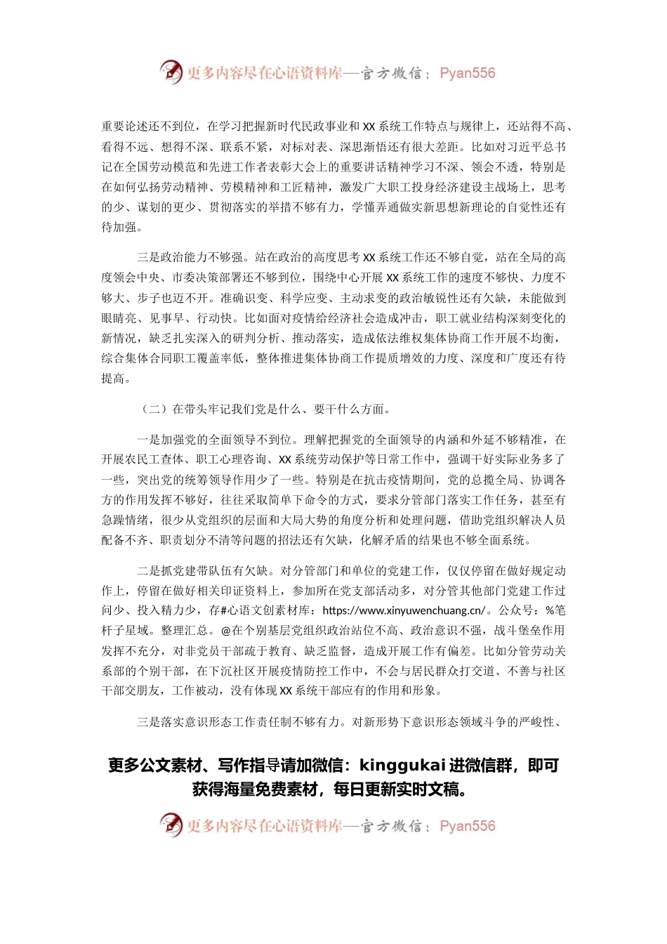 民政局党委书记2021年专题民主生活会对照检查材料（五个带头）.docx_第2页