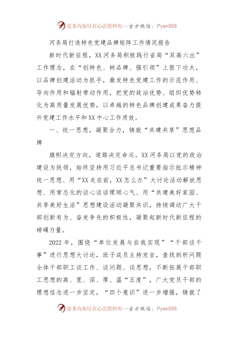 河务局打造特色党建品牌矩阵工作情况报告.docx_第1页