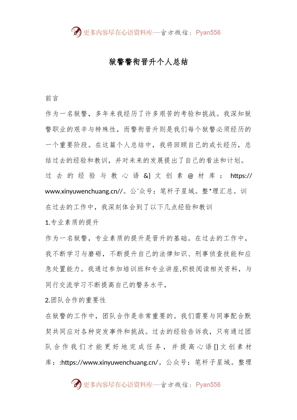 狱警警衔晋升个人总结.docx_第1页