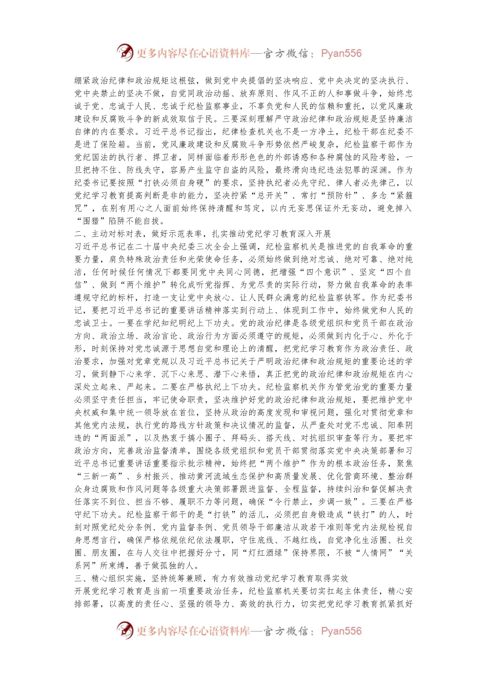 某纪委书记党纪学习教育关于政治纪律研讨发言材料.docx_第2页
