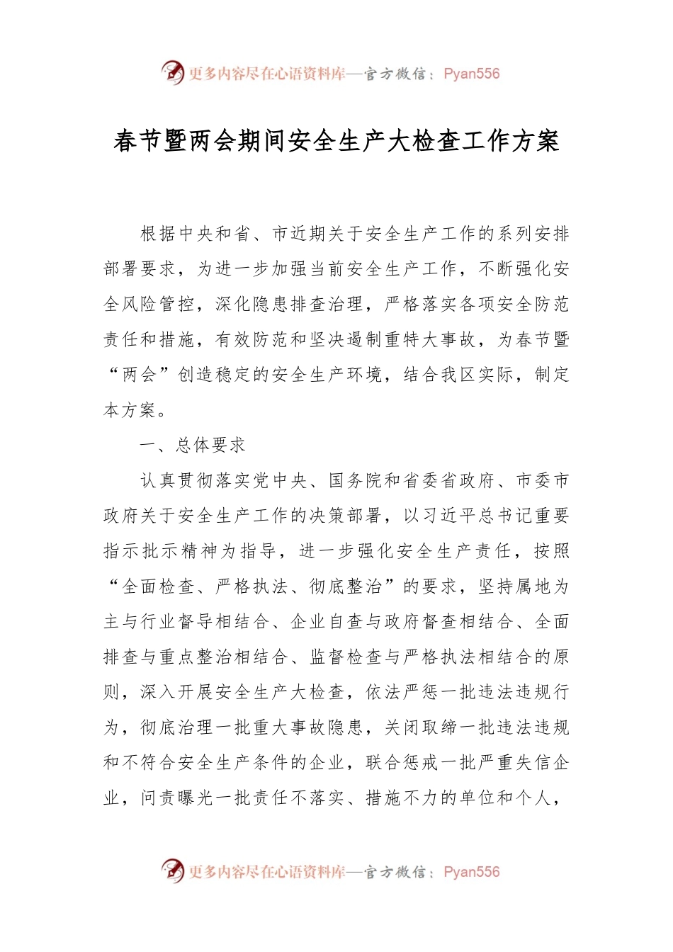 春节暨两会期间安全生产大检查工作方案.docx_第1页