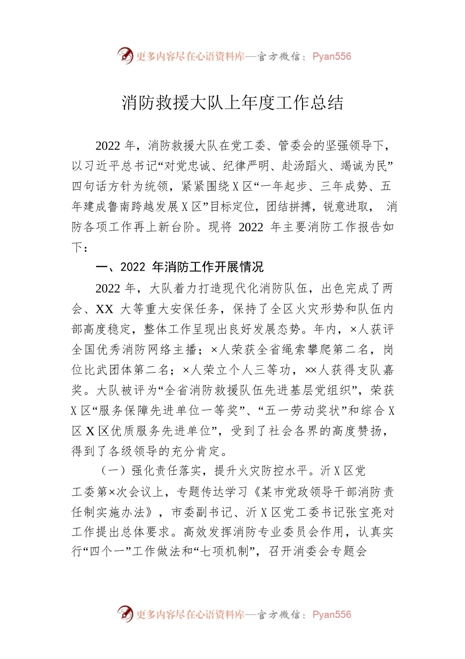 消防救援大队上年度工作总结.docx_第1页