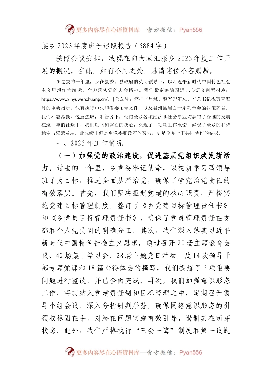 某乡2023年度班子述职报告.docx_第1页