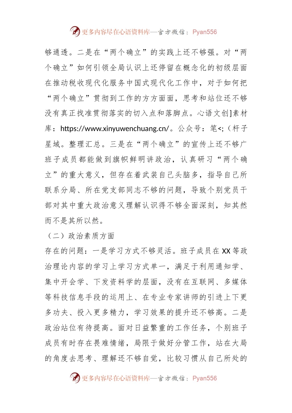 某市税务局党委班子2023年专题民主生活会对照检查材料.docx_第2页