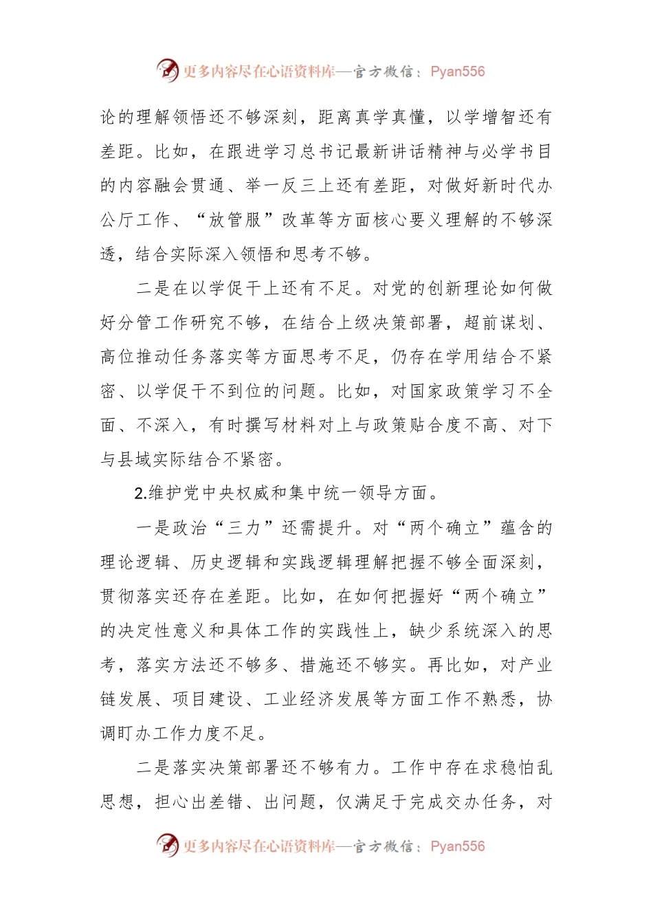 班子成员主题教育民主生活会个人对照检查发言提纲.docx_第2页