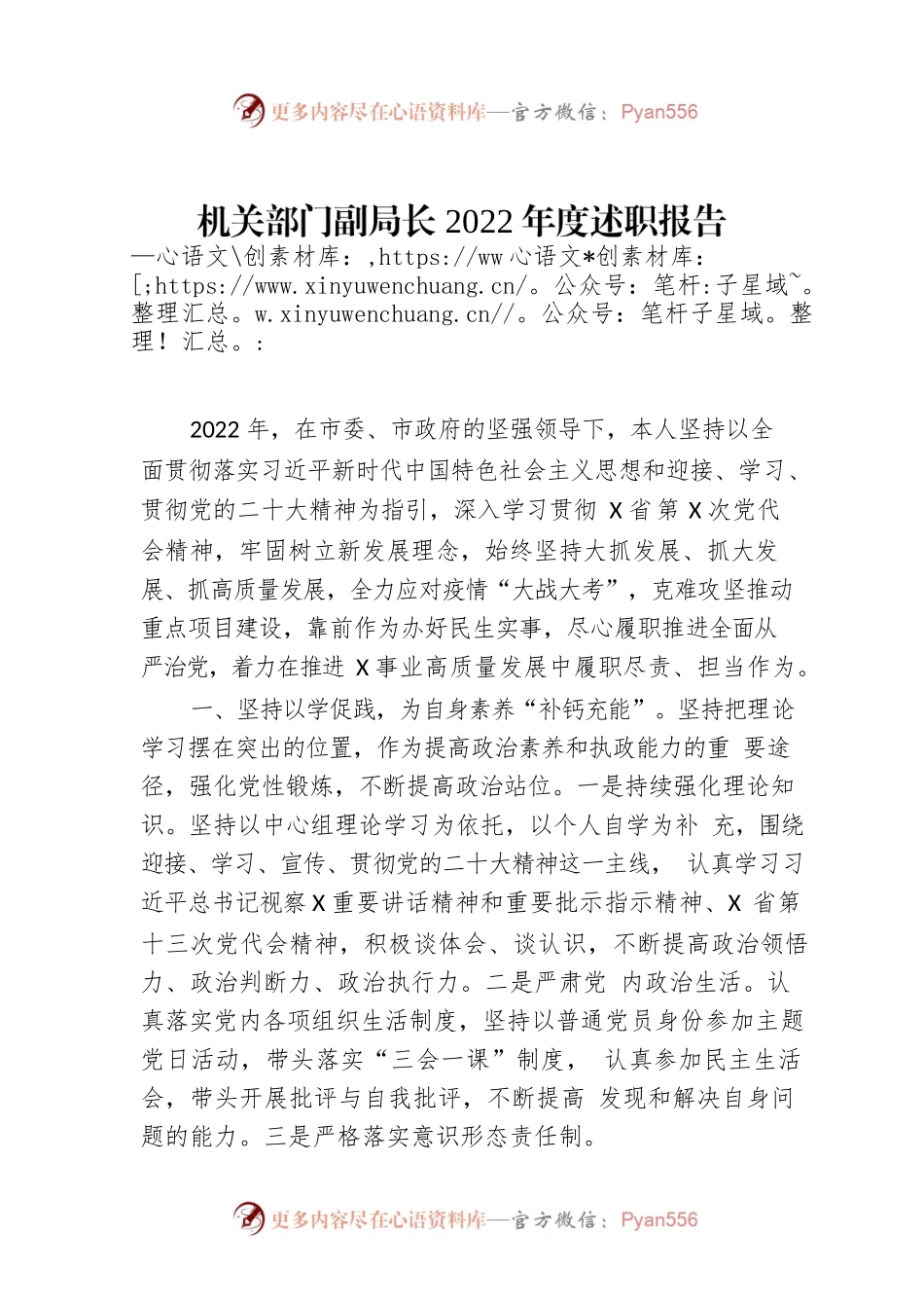 机关部门副局长2022年度述职报告.docx_第1页