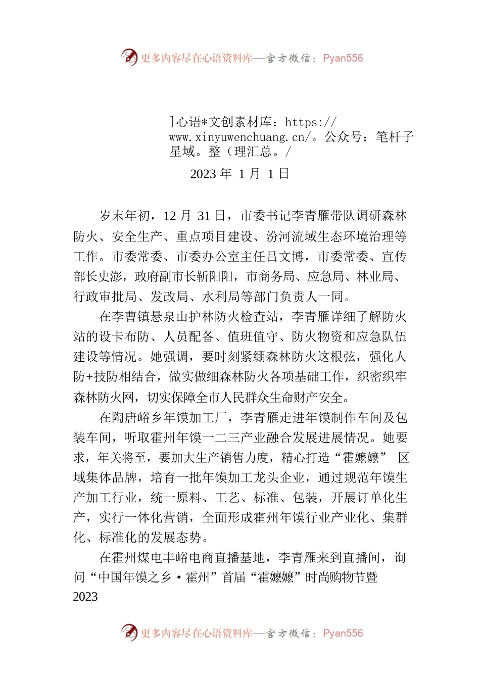 李青雁在基层调研.docx_第1页