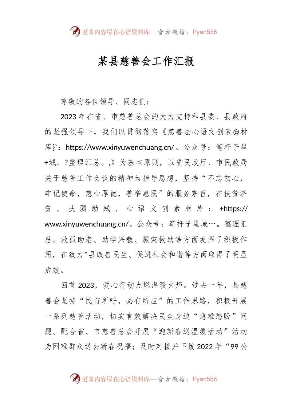 某县慈善会工作汇报.docx_第1页