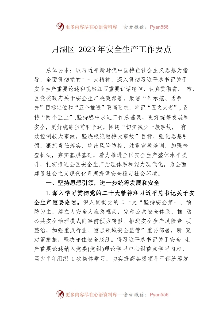 月湖区2023年安全生产工作要点.docx_第1页