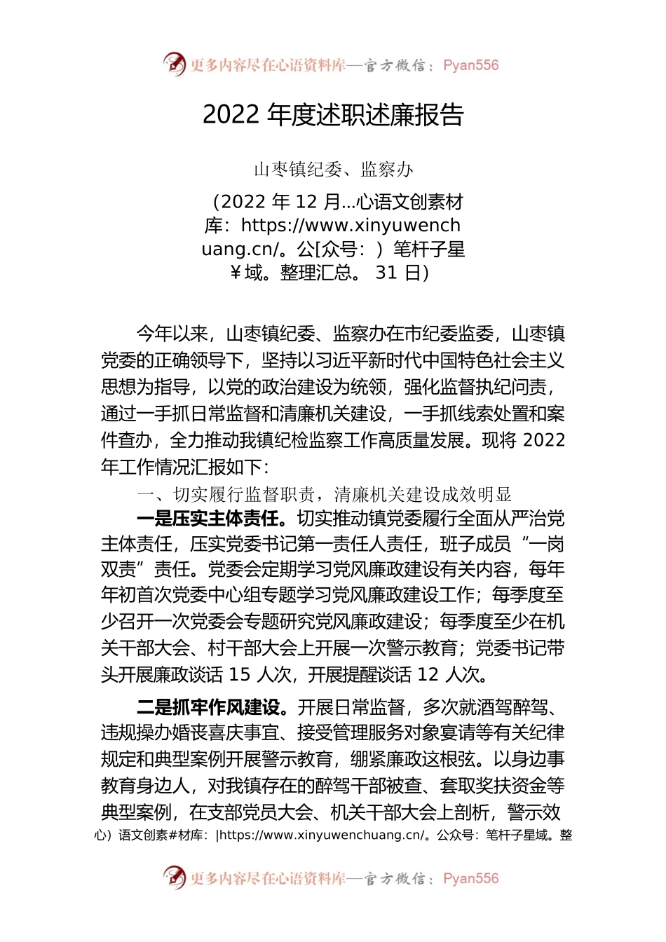 班子成员2022年度述职述廉材料.docx_第1页