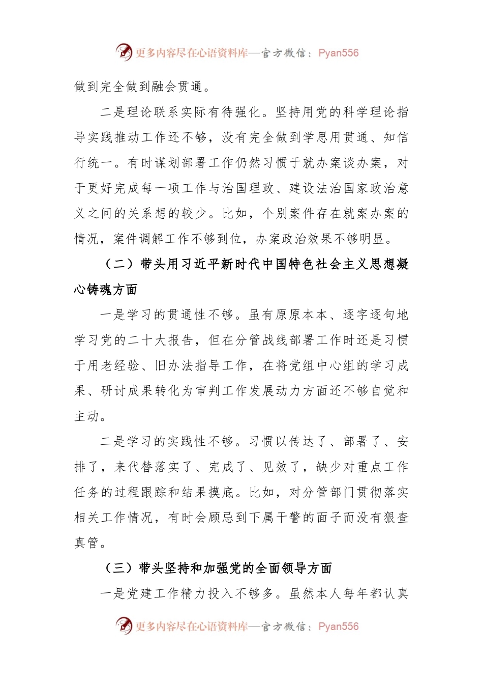 法院院长在2022年度民主生活会对照检查情况汇报.docx_第2页