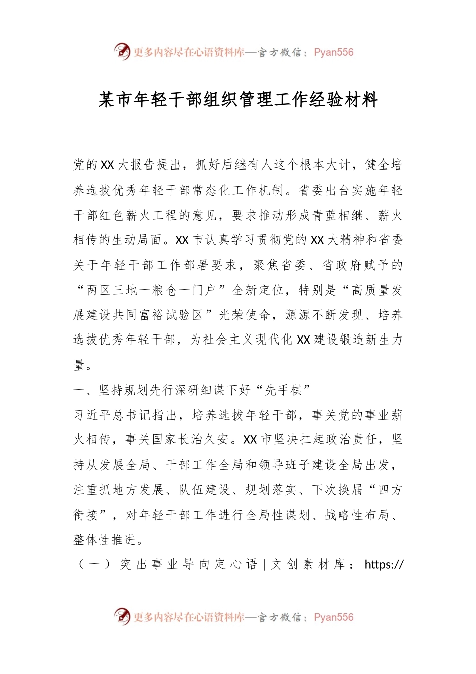 某市年轻干部组织管理工作经验材料.docx_第1页