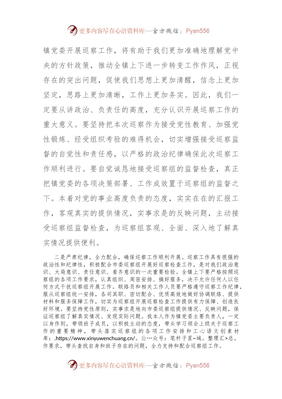 某乡镇党委书记在巡察工作动员会上的表态发言.docx_第2页